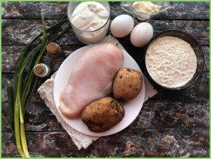Заливной пирог с курицей и картошкой - фото шаг 1