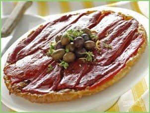 Пирог-перевертыш с перцем и оливками - фото шаг 4