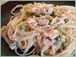 Спагетти с лососем в сливочном соусе