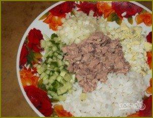 Салат из печени трески с рисом - фото шаг 6
