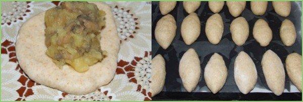 Пирожки с грибами и картошкой в духовке - фото шаг 4