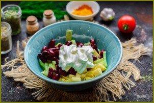 Салат с фасолью и яичными блинчиками - фото шаг 7