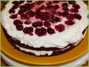Шоколадно-вишневый торт со сливками - фото шаг 6