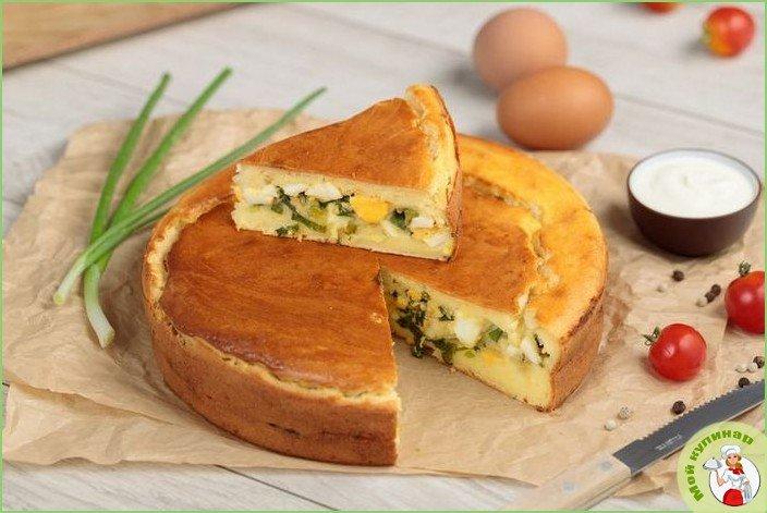 Быстрый (заливной) пирог с зелёным луком и яйцом - фото шаг 1