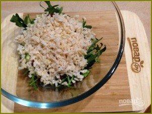 Салат из рукколы с рисом, огурцом и вялеными помидорами - фото шаг 5