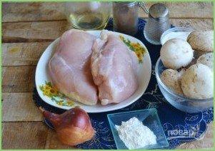 Запеченные блины с курицей и шампиньонами - фото шаг 8