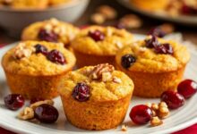 Кукурузный мини-хлеб с клюквой и орехами
