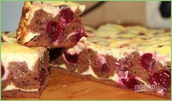 Брауни с творогом и вишней - фото шаг 9