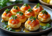 Профитроли с красной рыбой