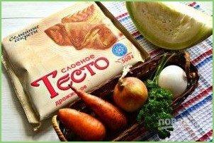 Кулебяка из слоеного теста - фото шаг 1