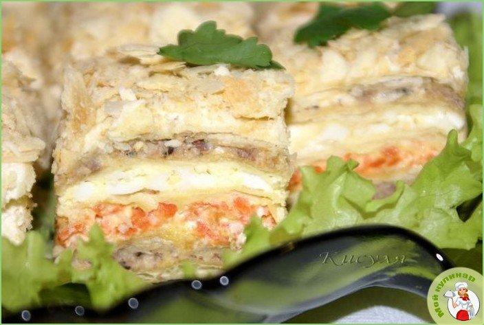 Закусочный пирог с консервой - фото шаг 1